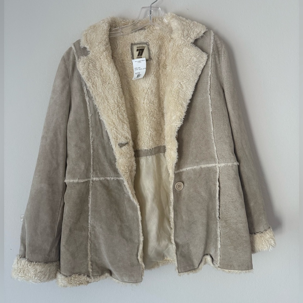 Seventy Seven 100% Genuine Suede Gray-Beige Teddy Jacket